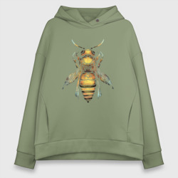 Женское худи Oversize хлопок Акварельная пчела