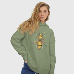 Женское худи Oversize хлопок Акварельная пчела - фото 2