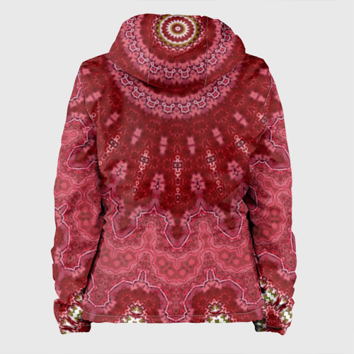 Женская куртка 3D с принтом Красно-розовый калейдоскоп мандала, вид сзади #1