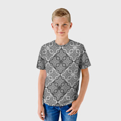 Детская футболка 3D Черно-белый Дамасский узор орнамент  - фото 2