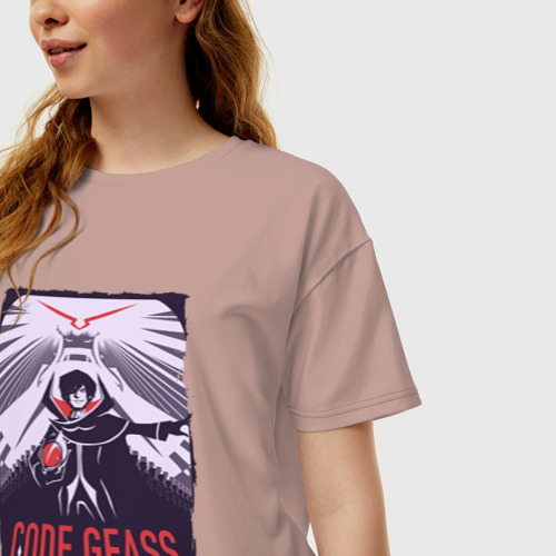 Женская футболка хлопок Oversize Code Geass Код Гиас, цвет пыльно-розовый - фото 3