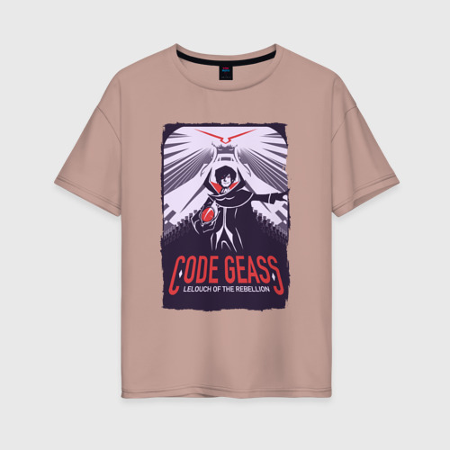 Женская футболка хлопок Oversize Code Geass Код Гиас, цвет пыльно-розовый