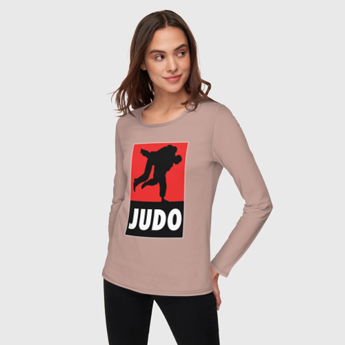 Женский лонгслив хлопок Judo, цвет пыльно-розовый - фото 3