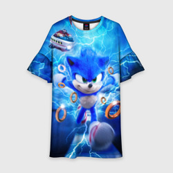 Детское платье 3D Sonic синий ёж