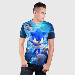 Мужская футболка 3D Slim Sonic синий ёж - фото 2