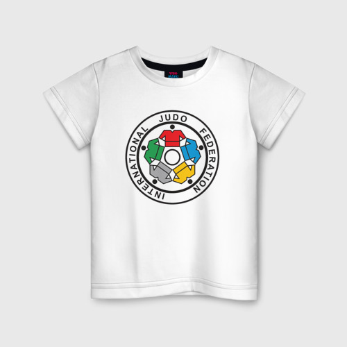 Детская футболка из хлопка с принтом Judo Federation, вид спереди №1