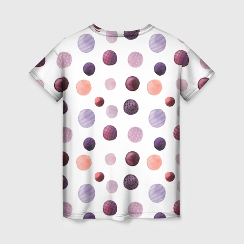 Женская футболка 3D с принтом Акварельные сиреневые круги, вид сзади #1