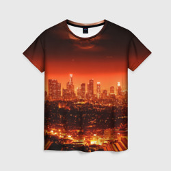 Женская футболка 3D Закат над Нью Йорком