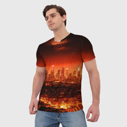 Мужская футболка 3D Закат над Нью Йорком - фото 2