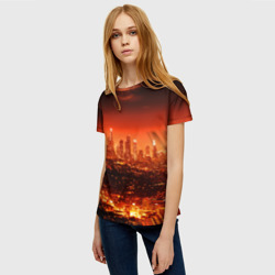 Женская футболка 3D Закат над Нью Йорком - фото 2