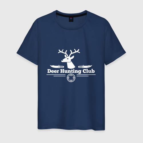 Мужская футболка из хлопка с принтом Клуб охотников на оленей, вид спереди №1