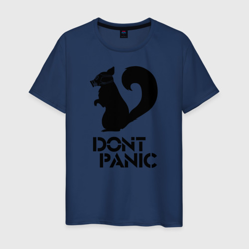 Мужская футболка хлопок Don't panic (black), цвет темно-синий