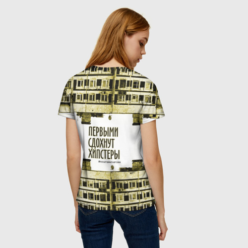 Женская футболка 3D с принтом Хипстеры (urban style), вид сзади #2