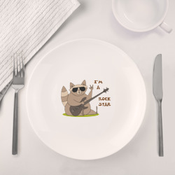 Набор: тарелка + кружка Енот в очках и с бас-гитарой - фото 2