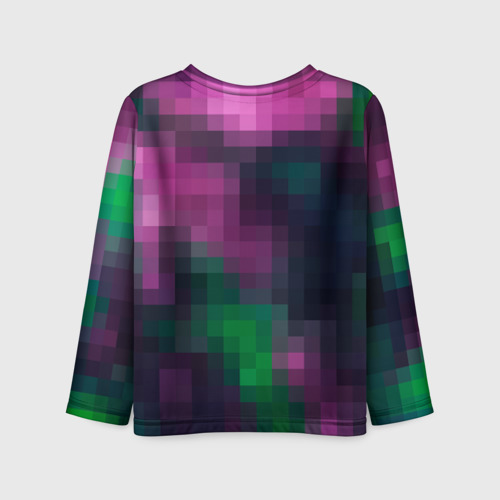 Детский лонгслив 3D Геометрический узор зелено фиолетовый из крупных пикселей, цвет 3D печать - фото 2