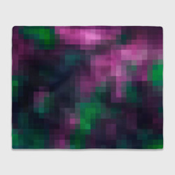 Плед 3D Геометрический узор зелено фиолетовый из крупных пикселей