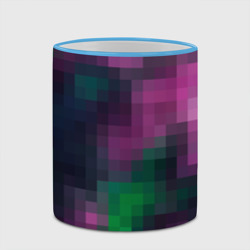 Кружка с полной запечаткой Геометрический узор зелено фиолетовый из крупных пикселей - фото 2