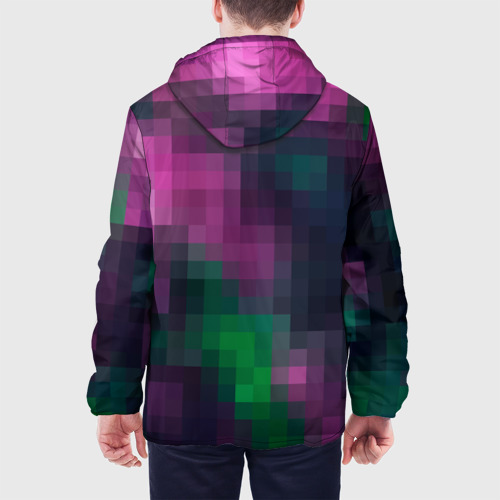Мужская куртка 3D Геометрический узор зелено фиолетовый из крупных пикселей, цвет 3D печать - фото 5