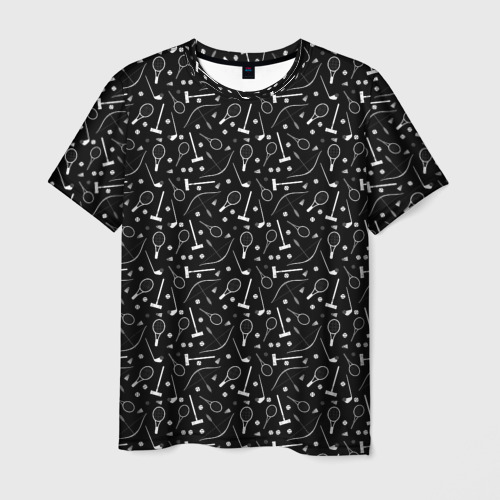 Мужская футболка 3D Черно-белый спортивный узор , цвет 3D печать