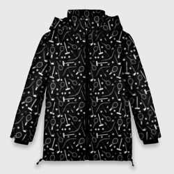 Женская зимняя куртка Oversize Черно-белый спортивный узор 