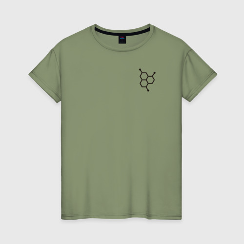 Женская футболка хлопок Химия. Органическая молекула, цвет авокадо