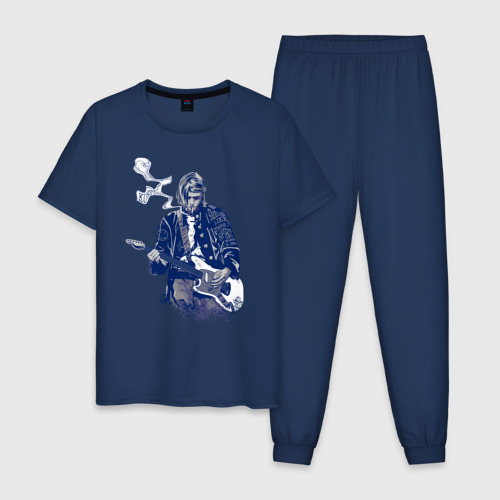 Мужская пижама хлопок Курт Кобейн, цвет темно-синий