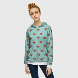 Женская толстовка 3D на молнии Креветки паттерн - фото 2