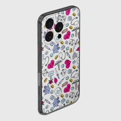 Чехол для iPhone 16 Pro силиконовый с защитой камеры Медицинский паттерн с символикой и приборами - фото 2