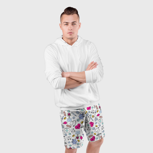 Мужские шорты спортивные Медицинский паттерн, цвет 3D печать - фото 5