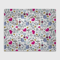 Плед 3D Медицинский паттерн с символикой и приборами