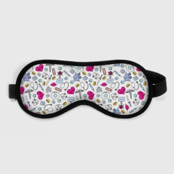 Маска для сна 3D Медицинский паттерн с символикой и приборами