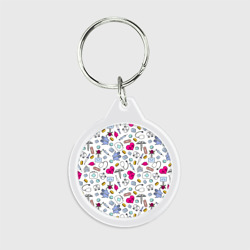 Брелок круглый Медицинский паттерн с символикой и приборами