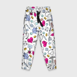 Детские брюки 3D Медицинский паттерн с символикой и приборами
