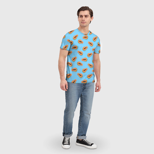 Мужская футболка 3D Папайа паттерн, цвет 3D печать - фото 5