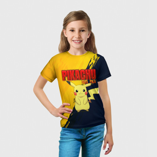 Детская футболка 3D Pikachu Pika Pika Пикачу, цвет 3D печать - фото 5