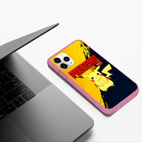 Чехол для iPhone 11 Pro Max матовый Pikachu Pika Pika Пикачу, цвет малиновый - фото 5