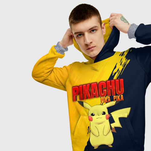 Мужская толстовка 3D Pikachu Pika Pika Пикачу, цвет меланж - фото 5