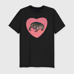 Дождевая жаба в сердце – Мужская футболка хлопок Slim с принтом купить