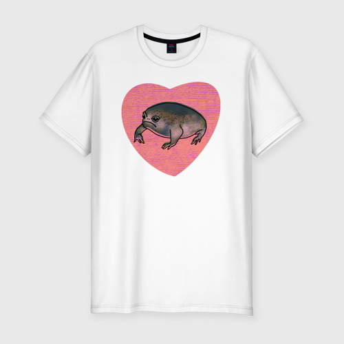 Мужская приталенная футболка из хлопка с принтом Дождевая жаба в сердце, вид спереди №1