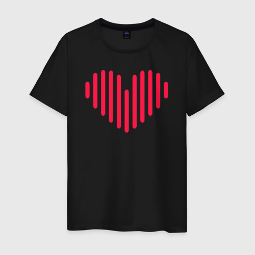 Мужская футболка хлопок Минималистичное сердце, цвет черный