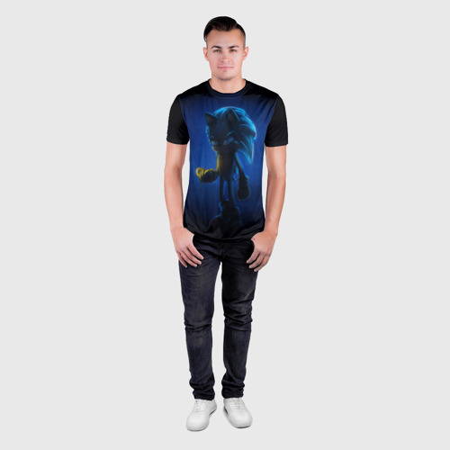Мужская футболка 3D Slim с принтом SONIC | СОНИК (Z), вид сбоку #3