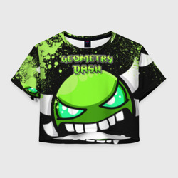 Женская футболка Crop-top 3D Geometry Dash Green