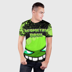 Мужская футболка 3D Slim Geometry Dash Green - фото 2