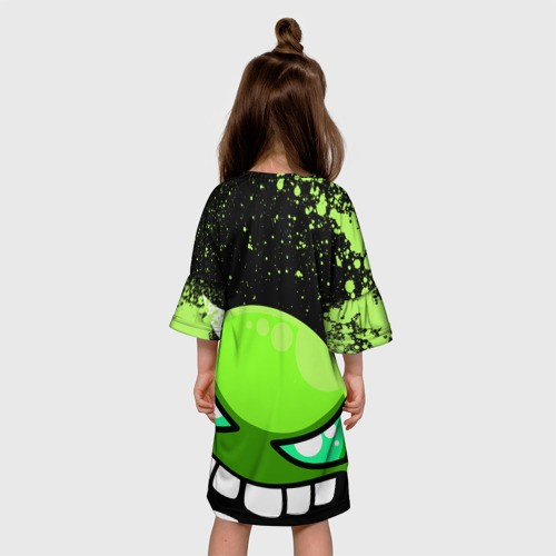 Детское платье 3D Geometry Dash Green, цвет 3D печать - фото 5