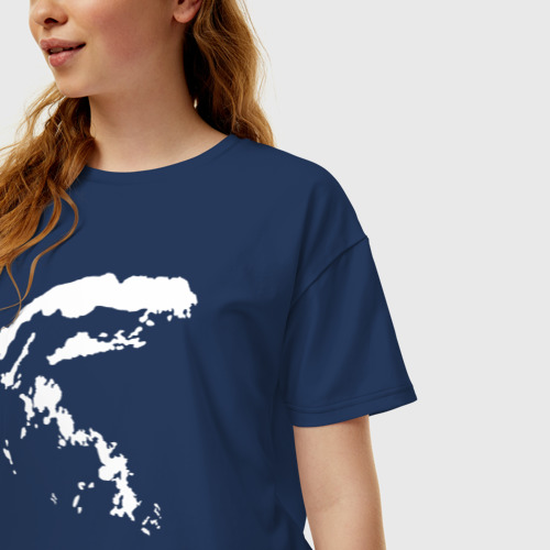 Женская футболка хлопок Oversize Острова, цвет темно-синий - фото 3