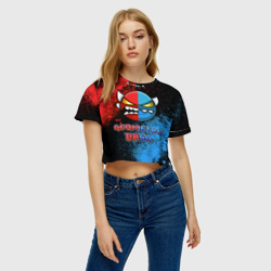 Женская футболка Crop-top 3D Geometry Dash Red Blue - фото 2