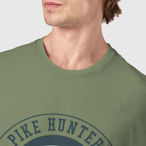 Мужская футболка хлопок Охотник на щуку, цвет авокадо - фото 6