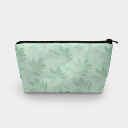 Косметичка 3D Зеленые листья на светло зеленом
