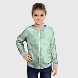 Детский бомбер 3D Зеленые листья на светло зеленом - фото 2