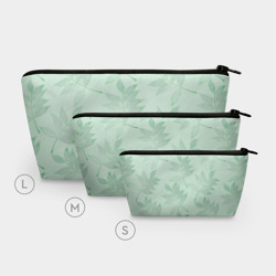 Косметичка 3D Зеленые листья на светло зеленом - фото 2